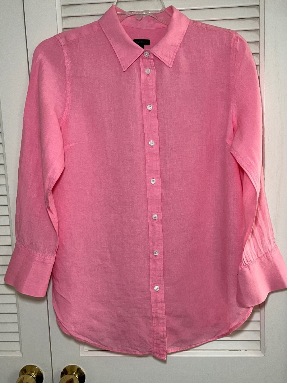 Talbots 100% Linen Long-Sleeve Pink Blouse Size Medium - Picture 7 of 7